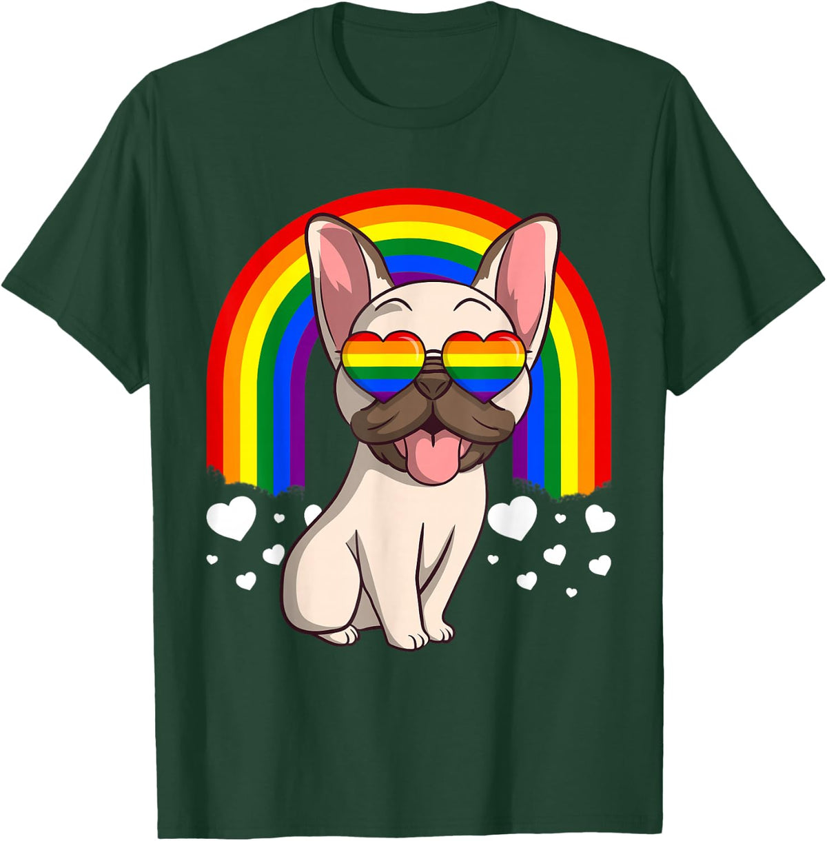 LGBT French Bulldog Dog Gay Pride Rainbow Frenchie T-Shirt T-Shirt - Dark Green