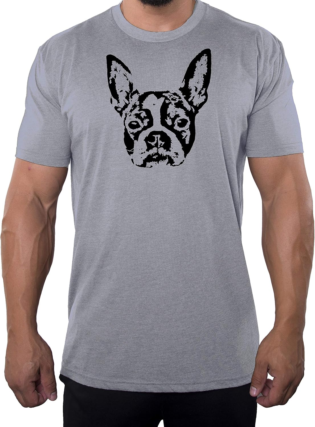 Mato & Hash Boston Terrier Tee, Dog Lover Shirts, Graphic T-Shirts for Men - Heather Grey