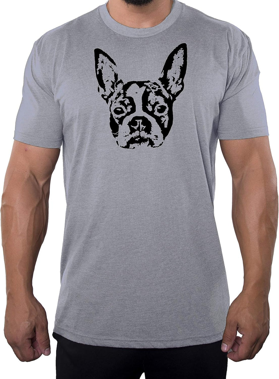 Mato & Hash Boston Terrier Tee, Dog Lover Shirts, Graphic T-Shirts for Men - Heather Grey