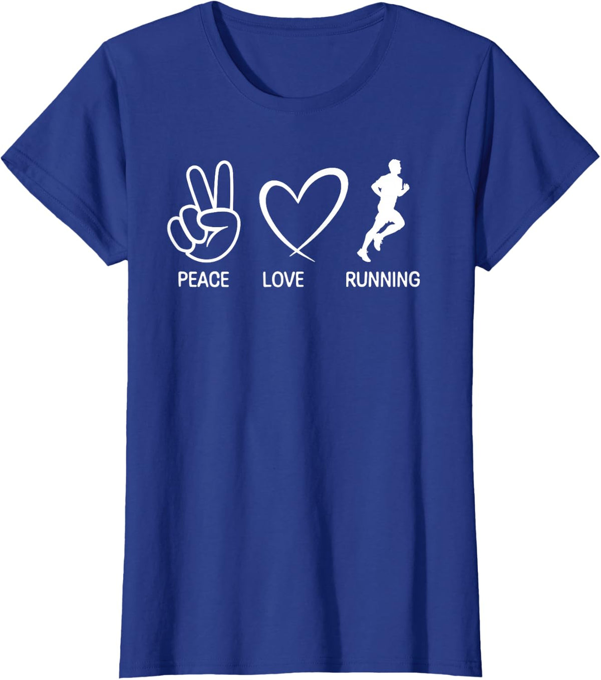 Peace Love Running Funny Running Lover, Runner T-Shirt - Royal Blue