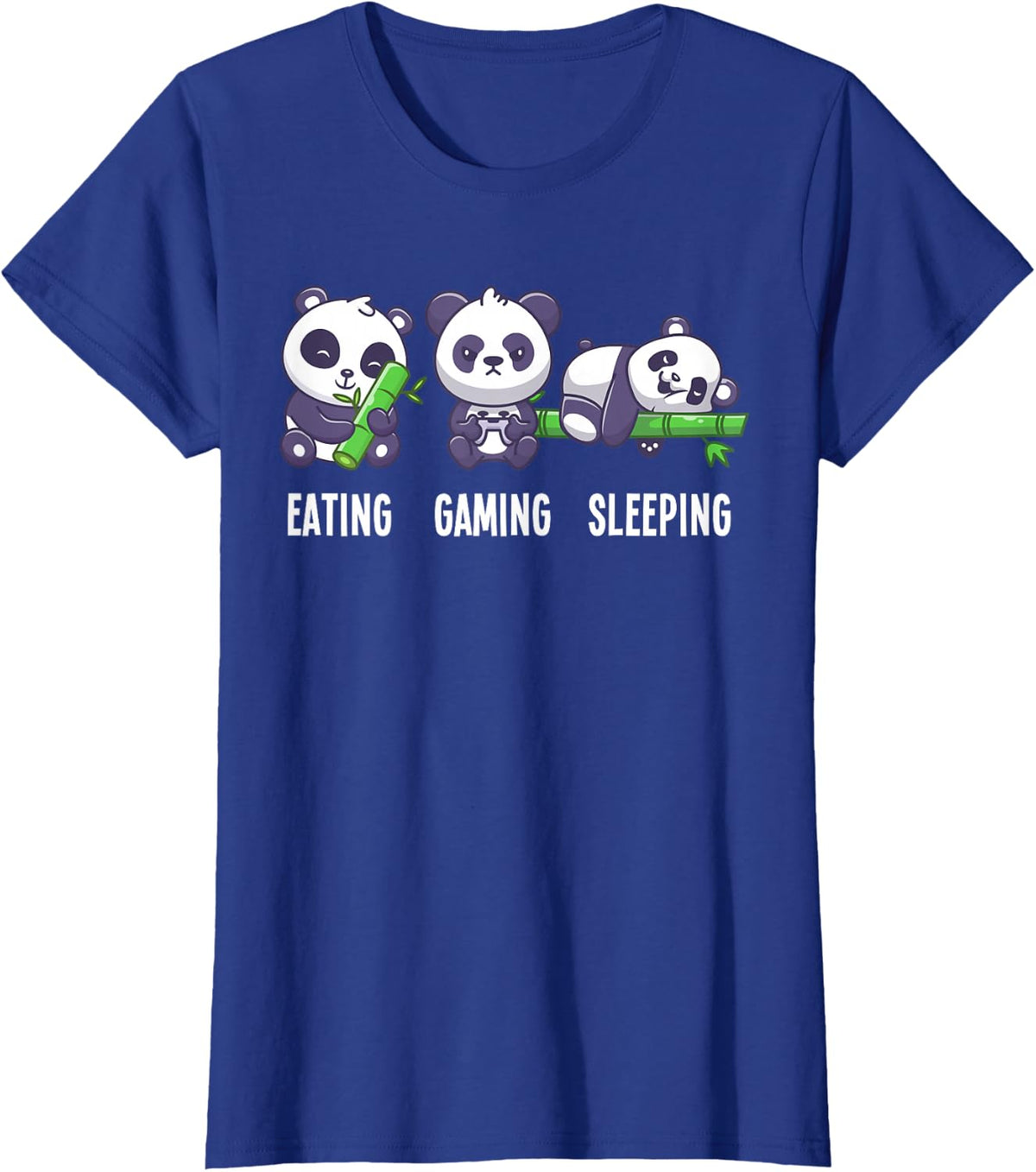 Gamer Panda Food Gaming Sleeping Gift for Gamers T-Shirt - Royal Blue