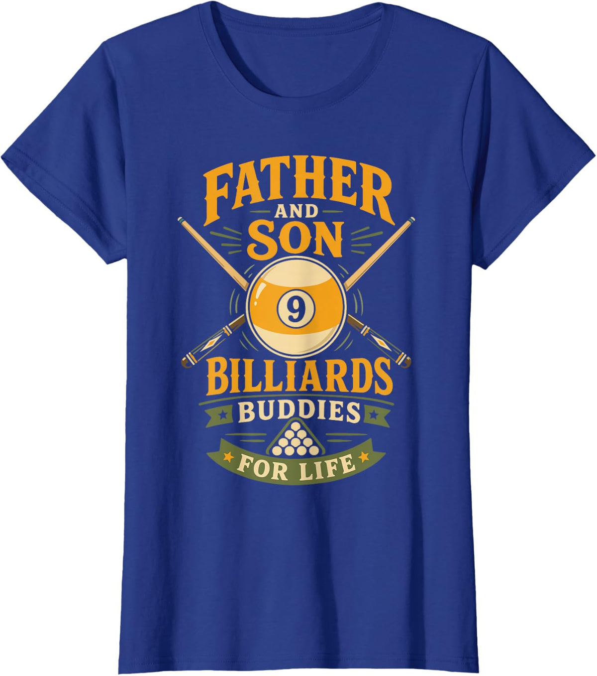 Billiards Pool Player Ball Dad Son Father and Son Billiards T-Shirt - Royal Blue