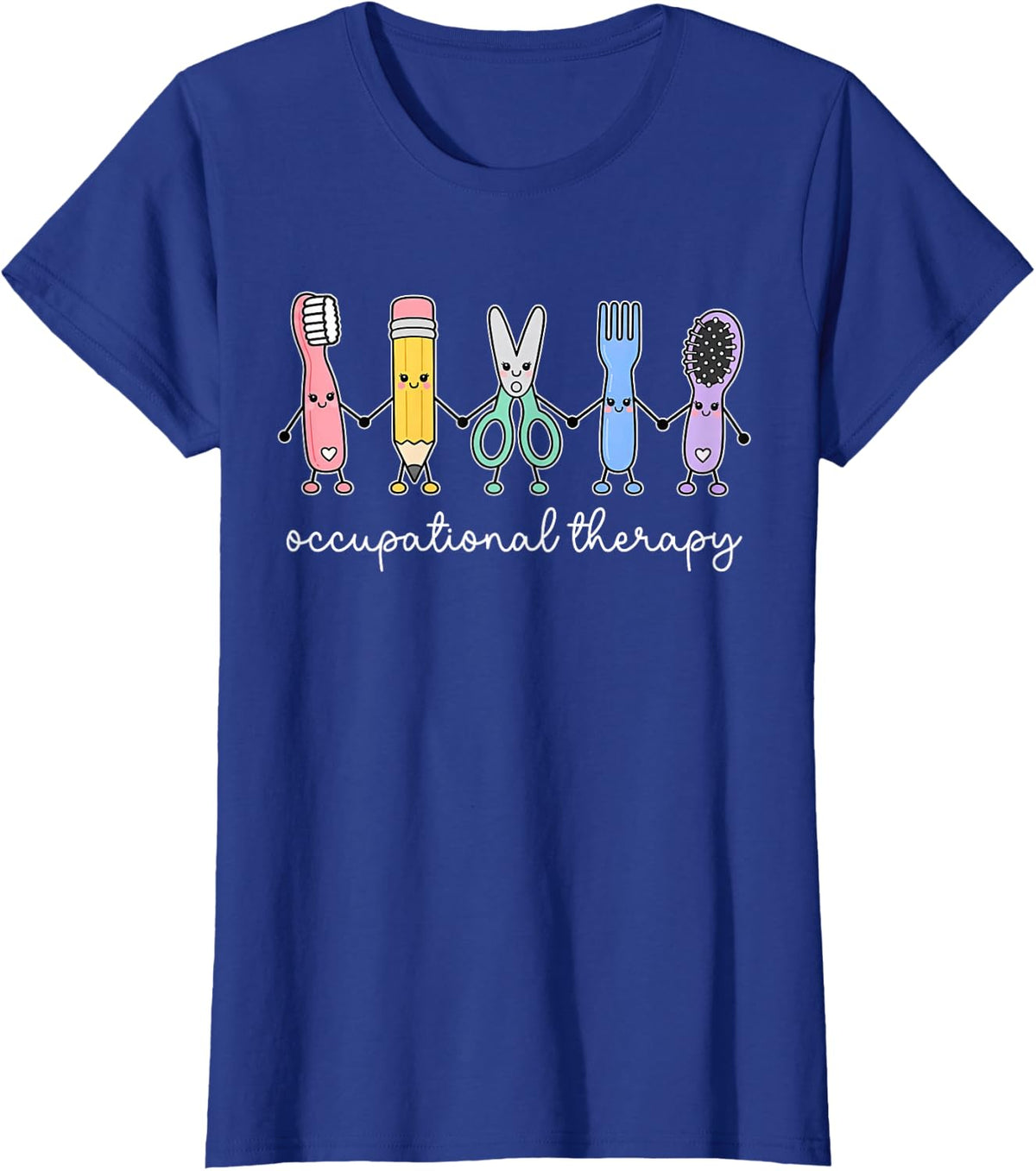 Occupational Therapy Doodle Cute OT OTA COTA ADLs Pediatric T-Shirt - Royal Blue