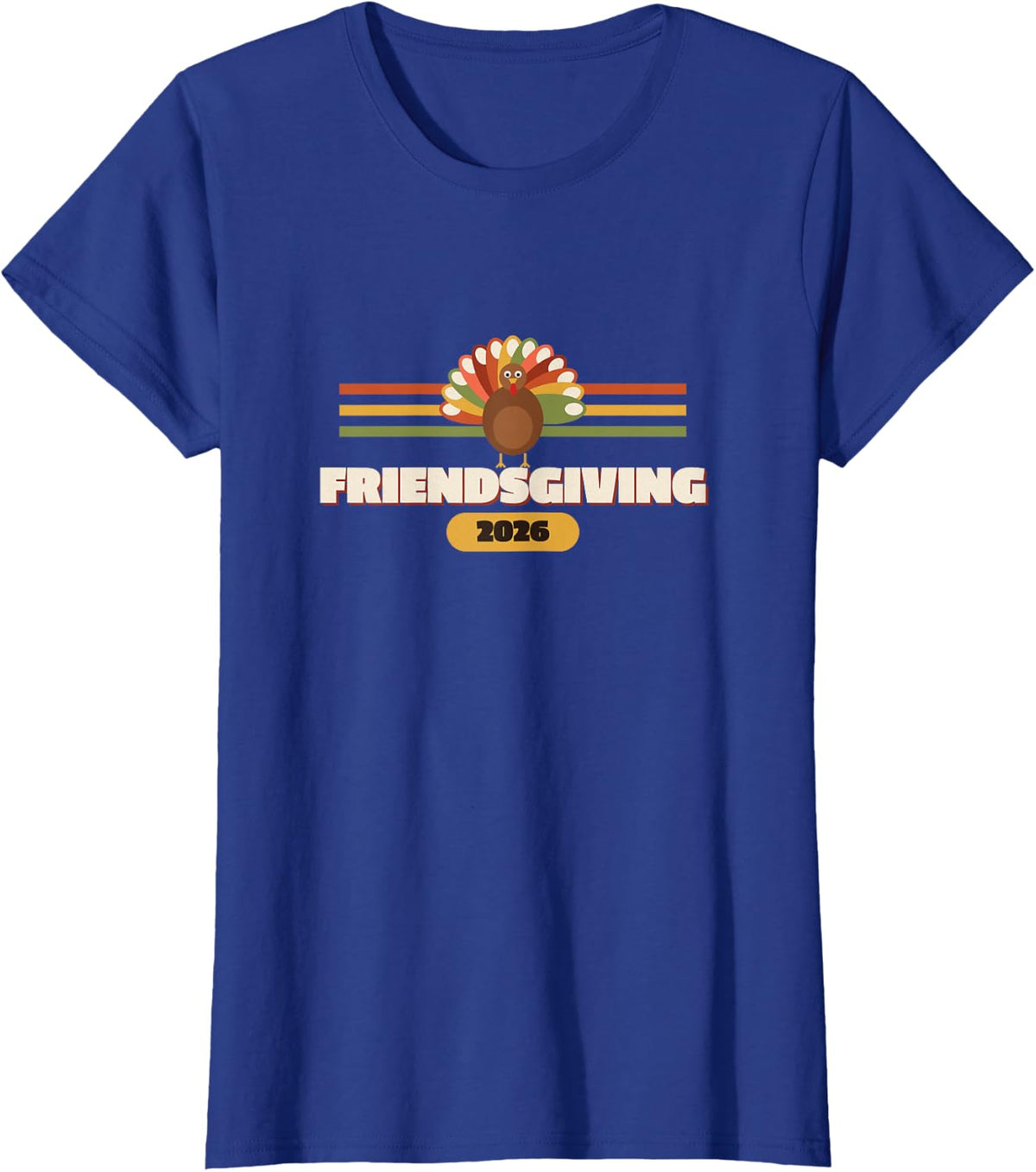 Retro Turkey Friendsgiving 2026 Shirt Fall Dinner Tee T-Shirt - Royal Blue