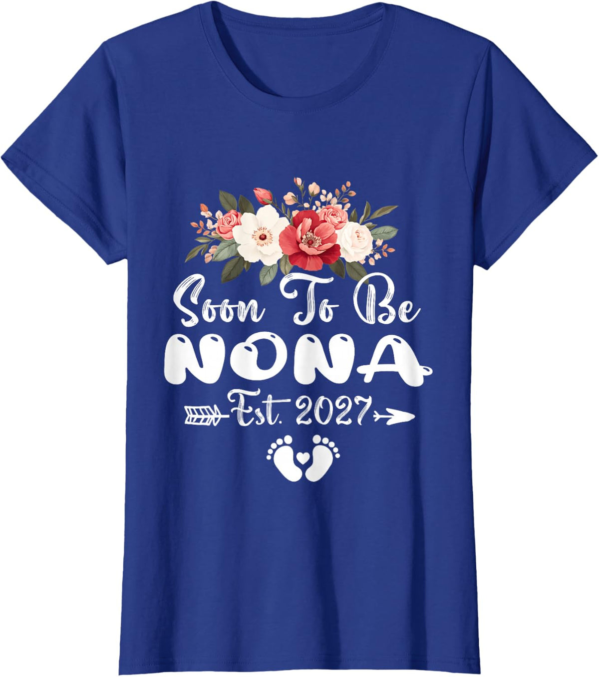 Flower Soon to Be Nona Est 2027 First Time Nona T-Shirt - Royal Blue