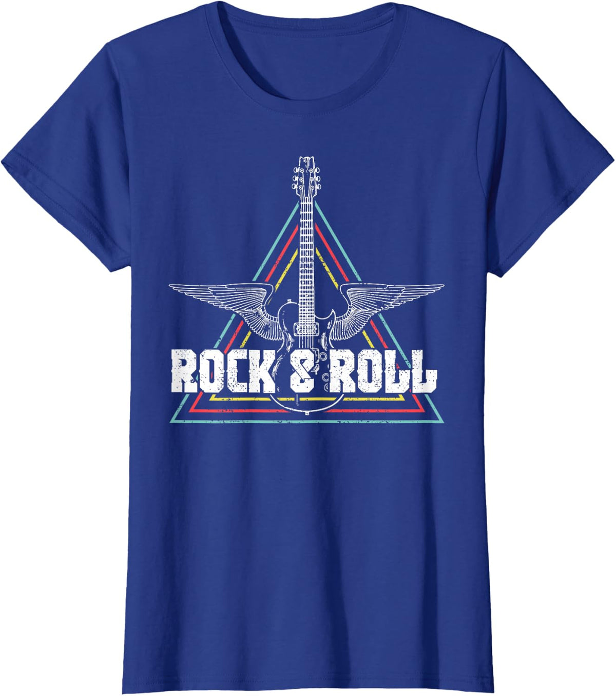 Rock And Roll T-Shirt Vintage RocknRoll Music Guitar Gift T-Shirt - Royal Blue