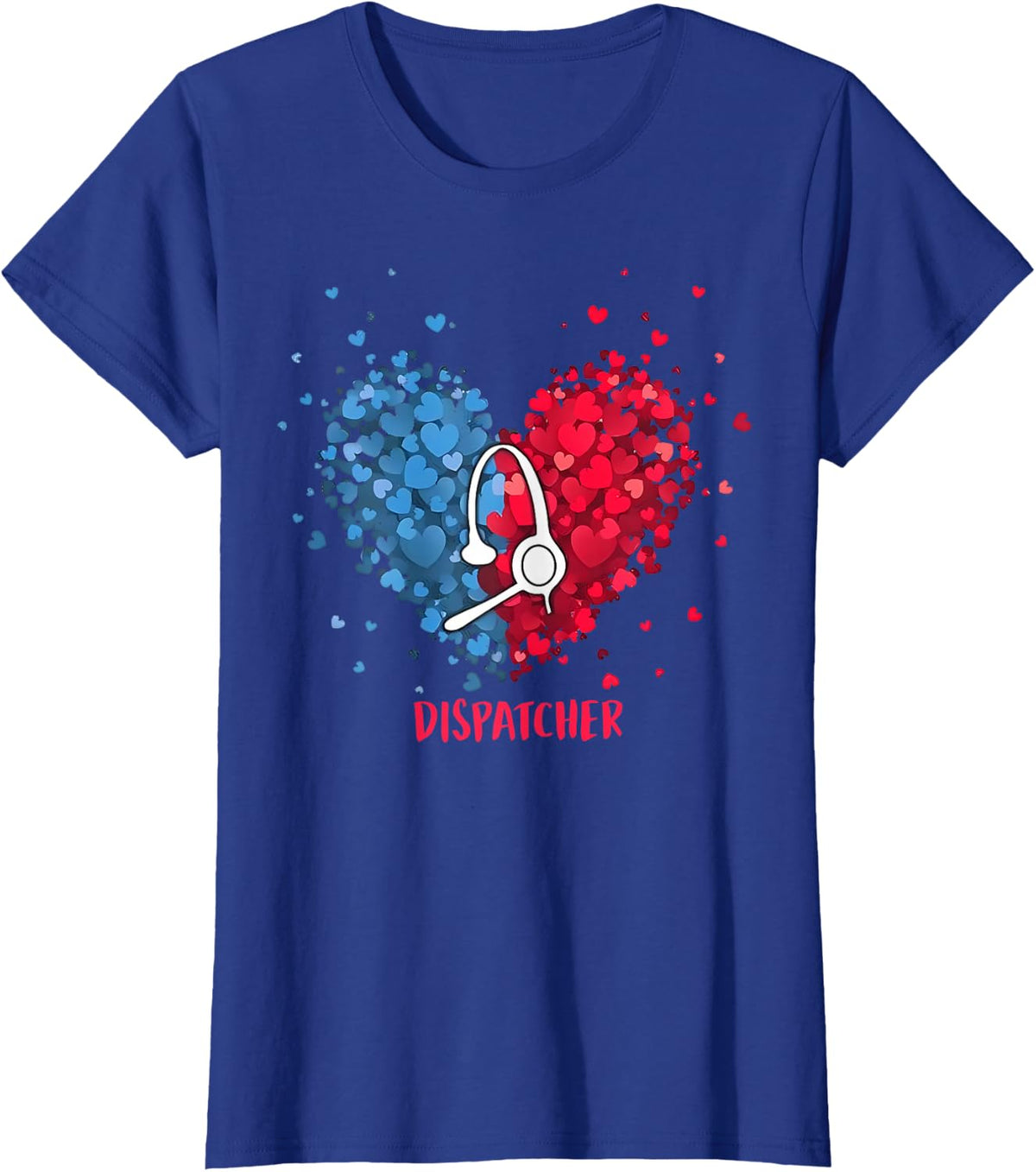 Red White Blue Patriotic 911 Dispatcher Heart 4th of July T-Shirt - Royal Blue