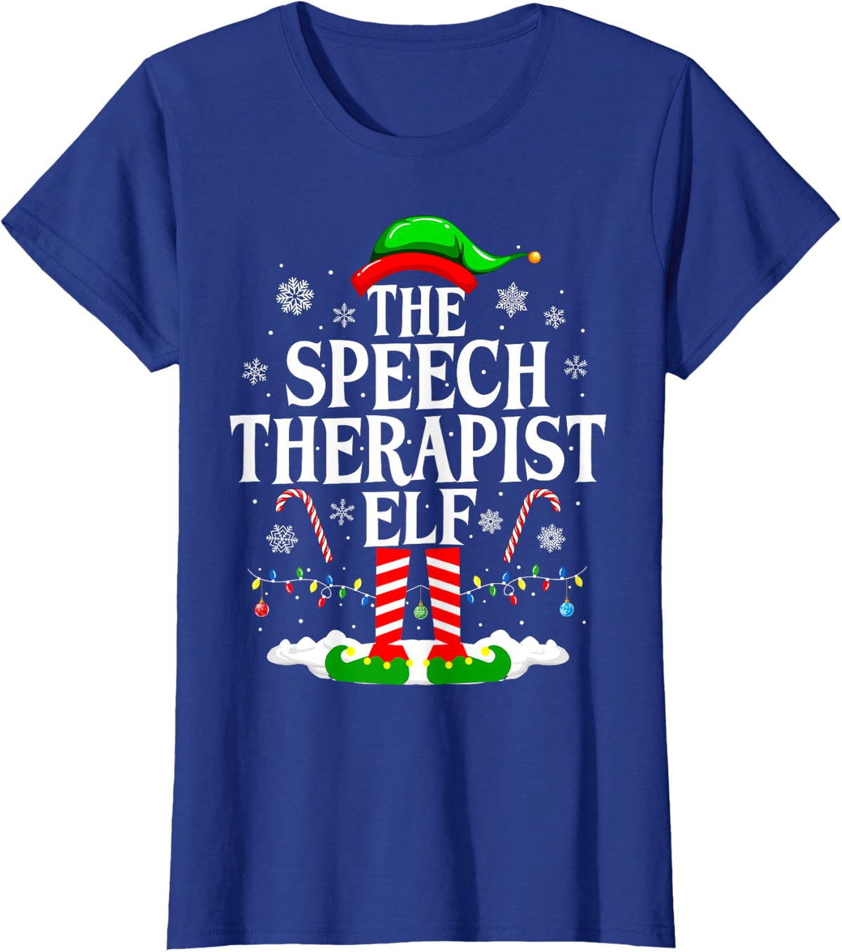 The Speech Therapist Elf Xmas Christmas Speech Therapy SLP T-Shirt - Royal Blue