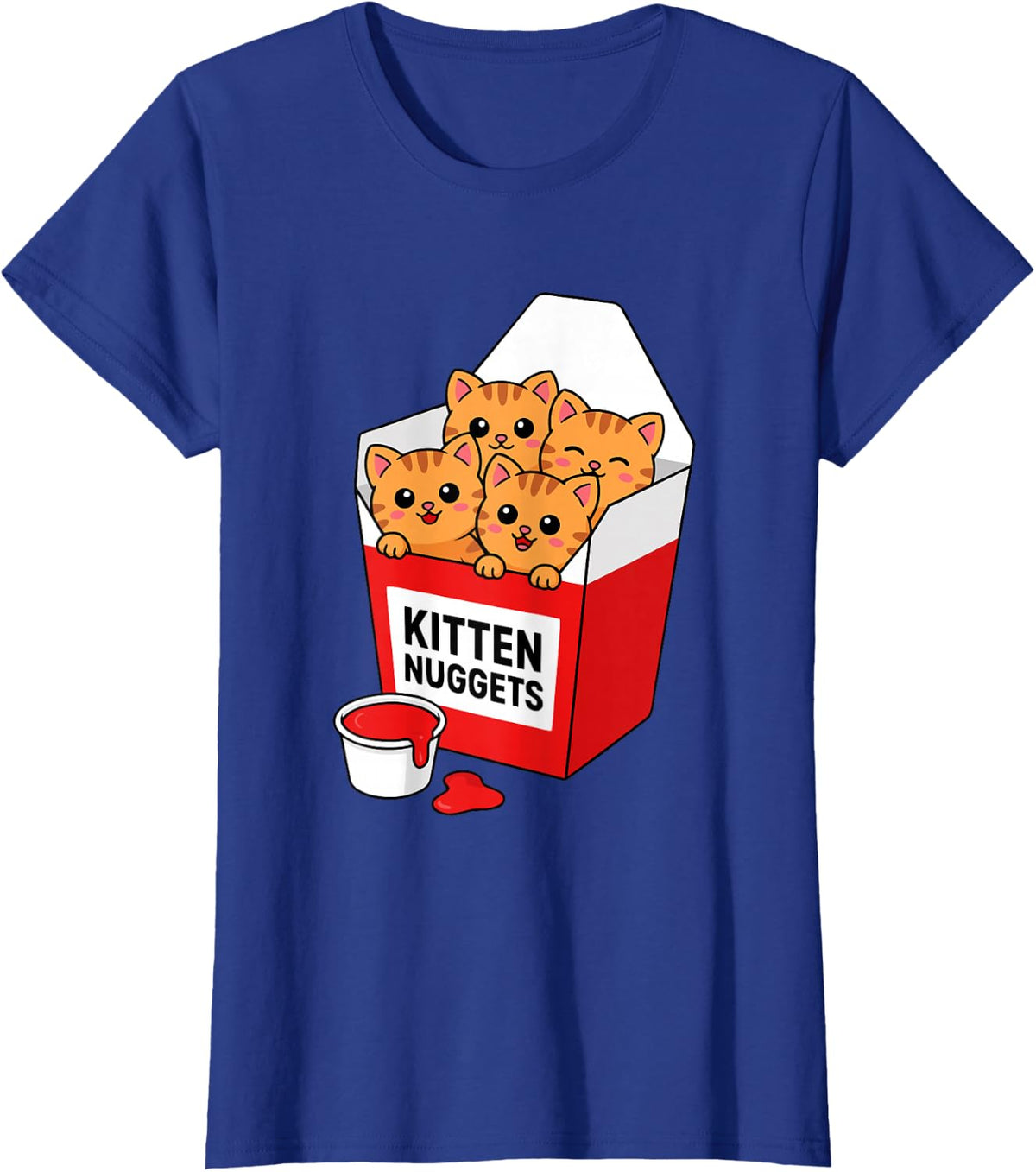Kitten Nuggets Cute Kawaii Orange Tabby Cat Food Humor T-Shirt - Royal Blue