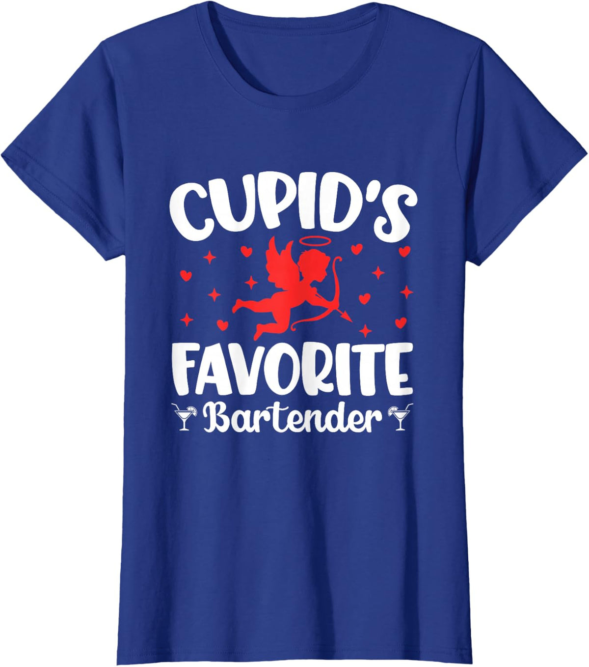 Cupid's Favorite Bartender Valentine’s Day Funny Bartending T-Shirt - Royal Blue