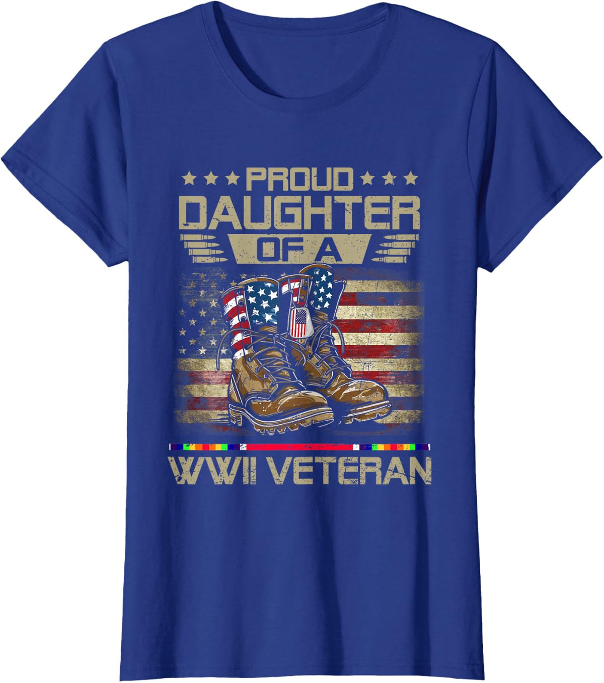 Proud Daughter Of World War 2 WWII Veteran Family Matching T-Shirt - Royal Blue