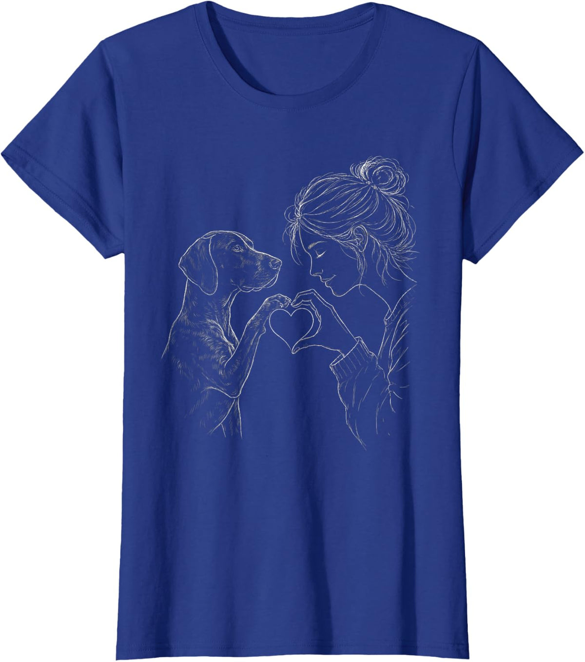 German Shorthaired Pointer Mom Heart Sign Line Art Women T-Shirt - Royal Blue