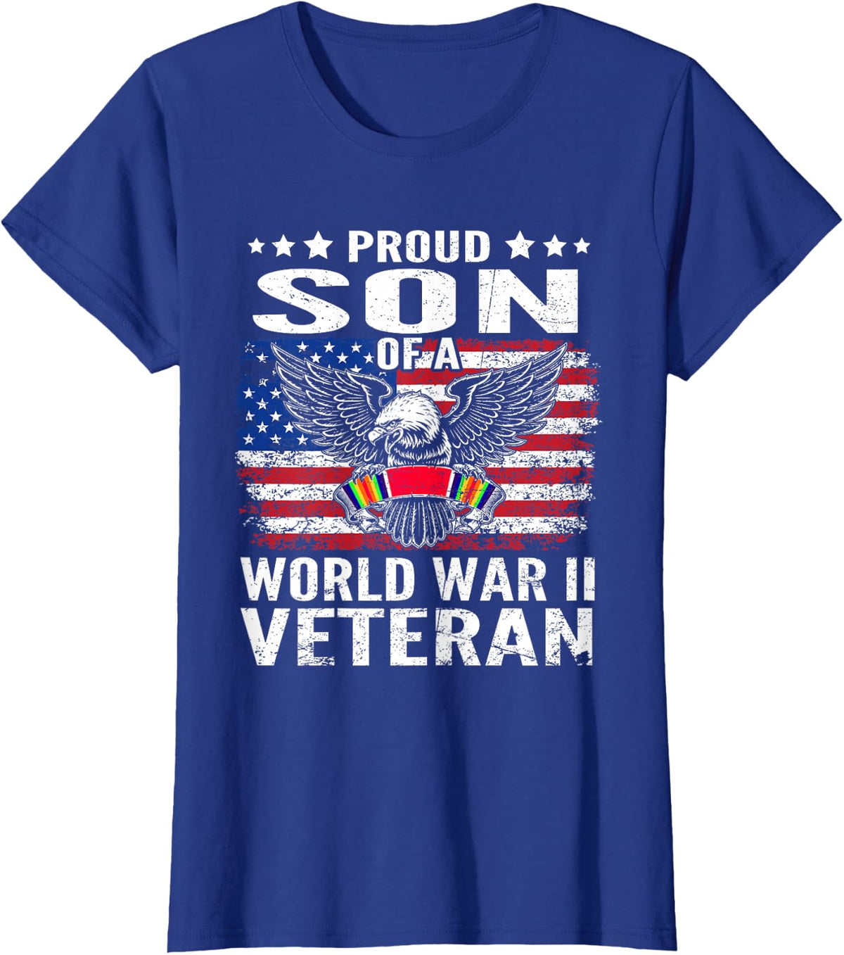 Proud Son Of A WWII Veteran World War 2 US Vet Dad Mom T-Shirt - Royal Blue