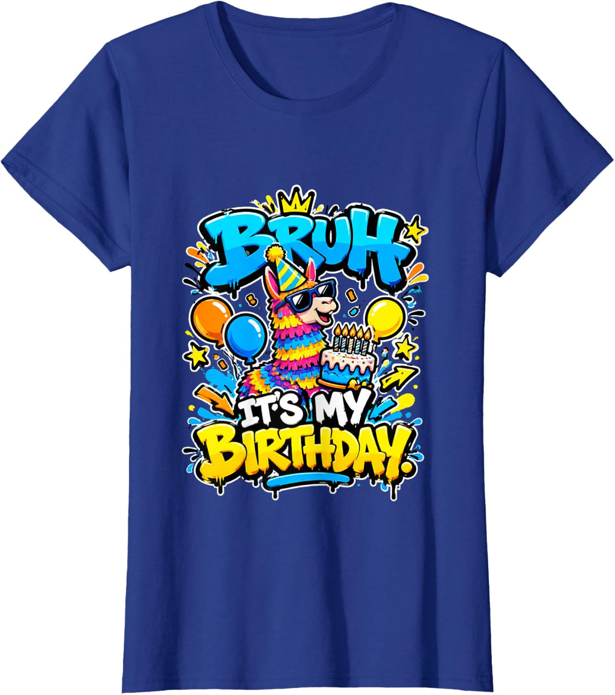 Bruh Its My Birthday Llama Funny Pinata Boy T-Shirt - Royal Blue
