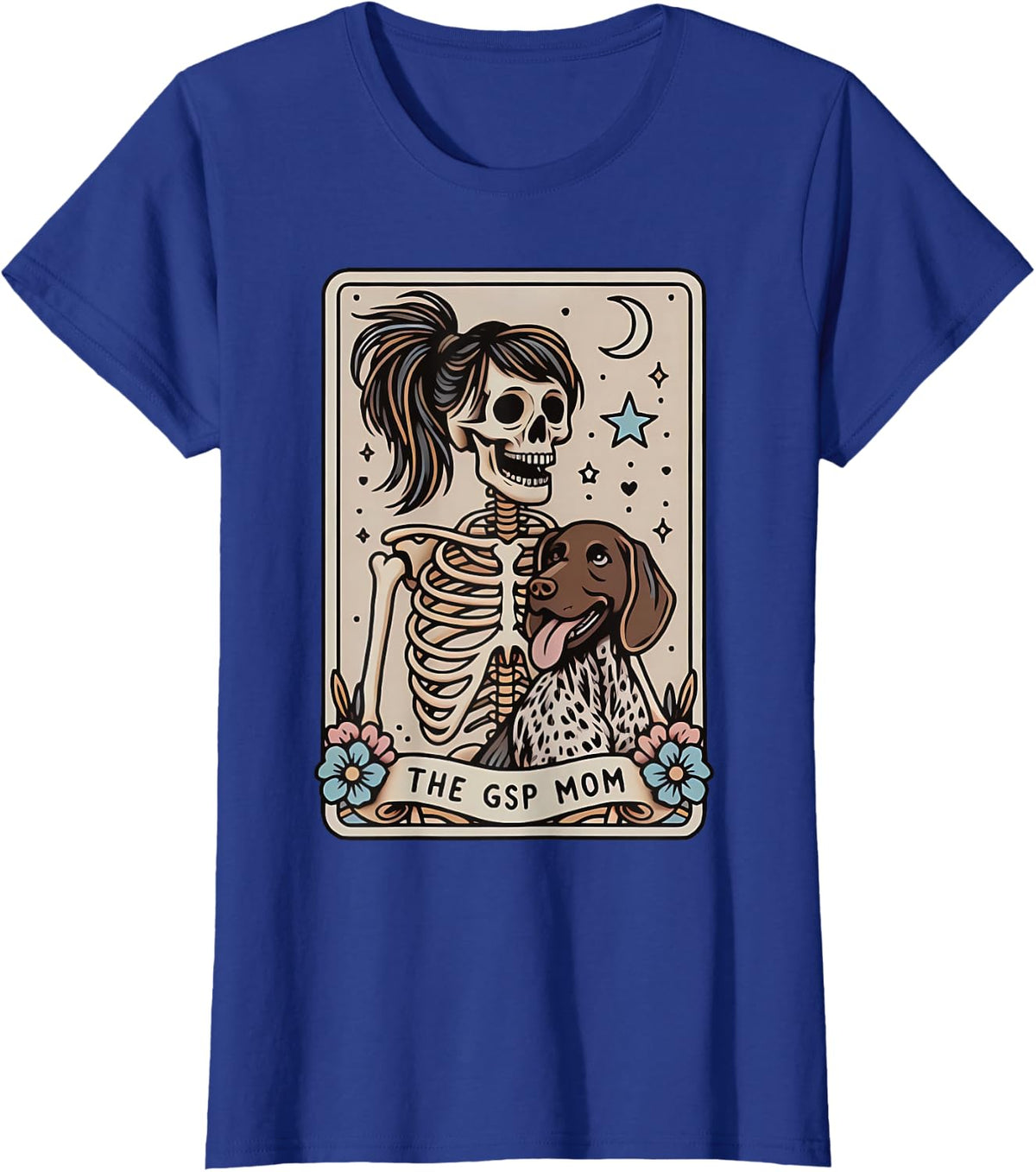 GSP Mom German Shorthair Mom Tarot Card Skeleton T-Shirt - Royal Blue
