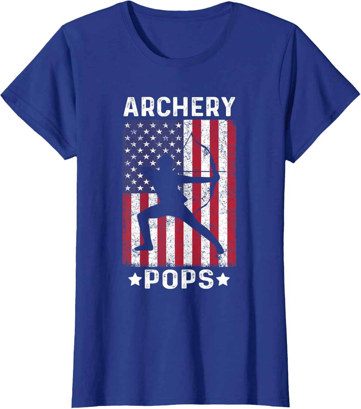 Archery Pops Dad USA Flag 4th Of July T-Shirt - Royal Blue