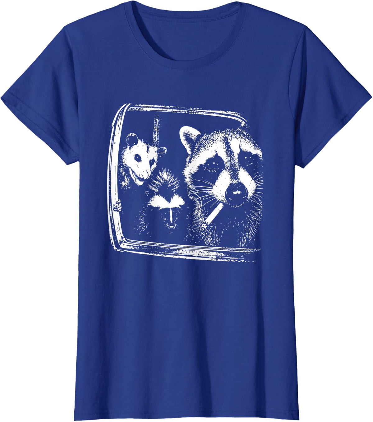 Trash Panda Night Crew Vintage Raccoon Opossum Skunk T-Shirt - Royal Blue