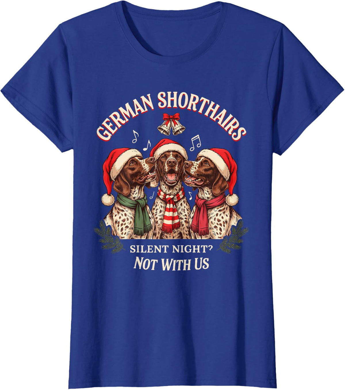 German Shorthaired Pointer X-Mas Funny Caroling Dogs T-Shirt - Royal Blue