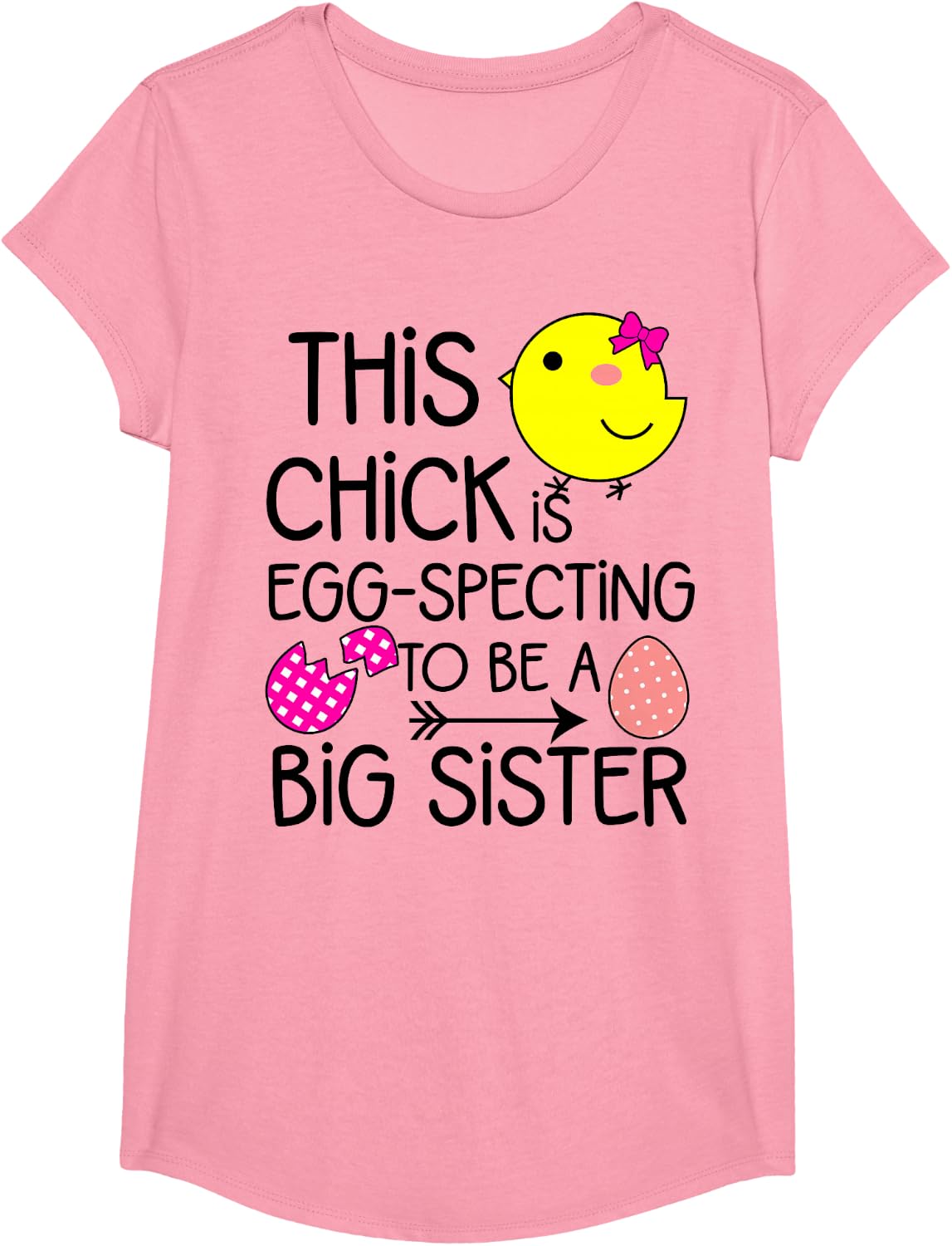 Big Sister Easter Announcement Toddler Girl Eggspecting T-Shirt - Girls Pink