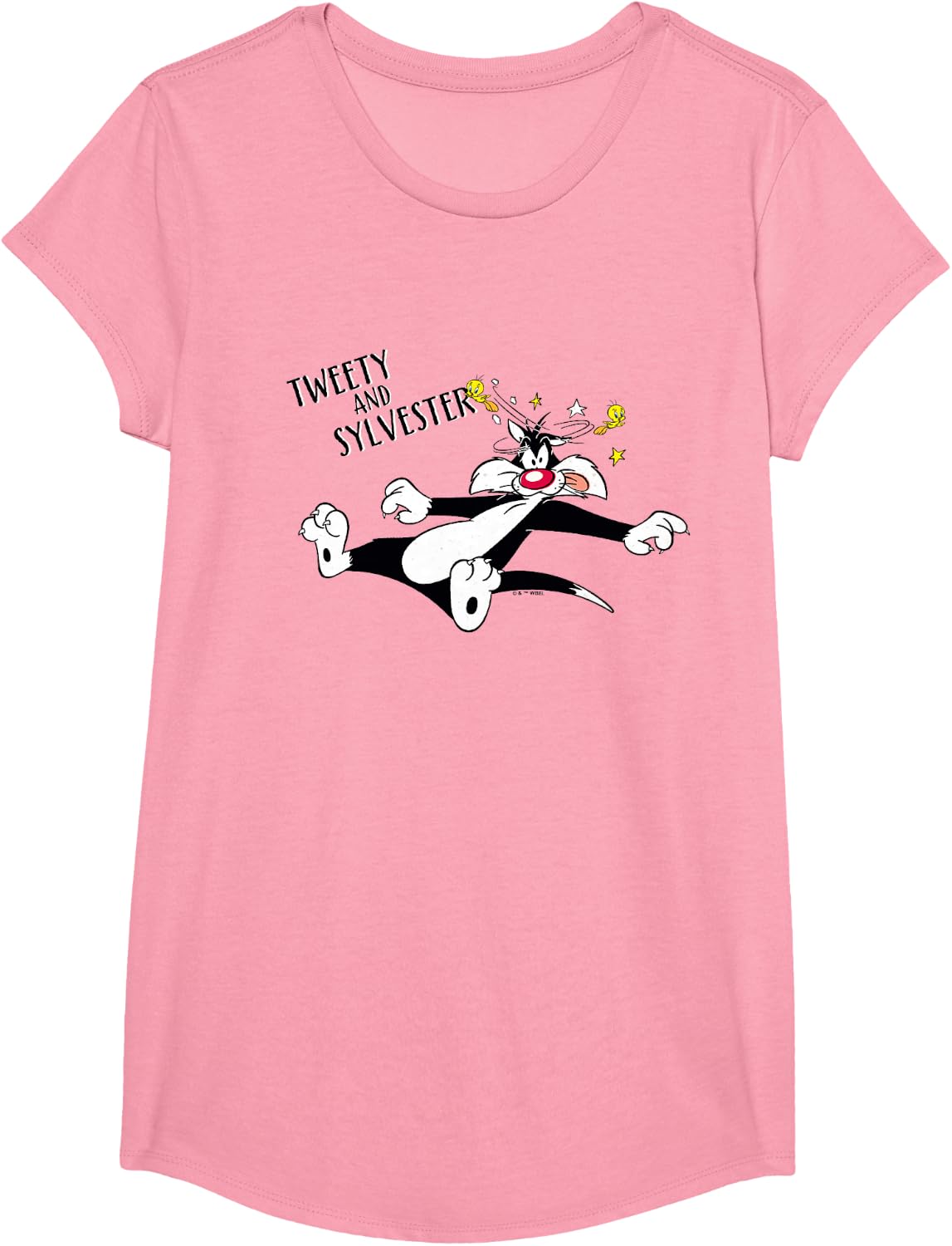 Looney Tunes Dizzy Sylvester and Tweety T-Shirt - Girls Pink