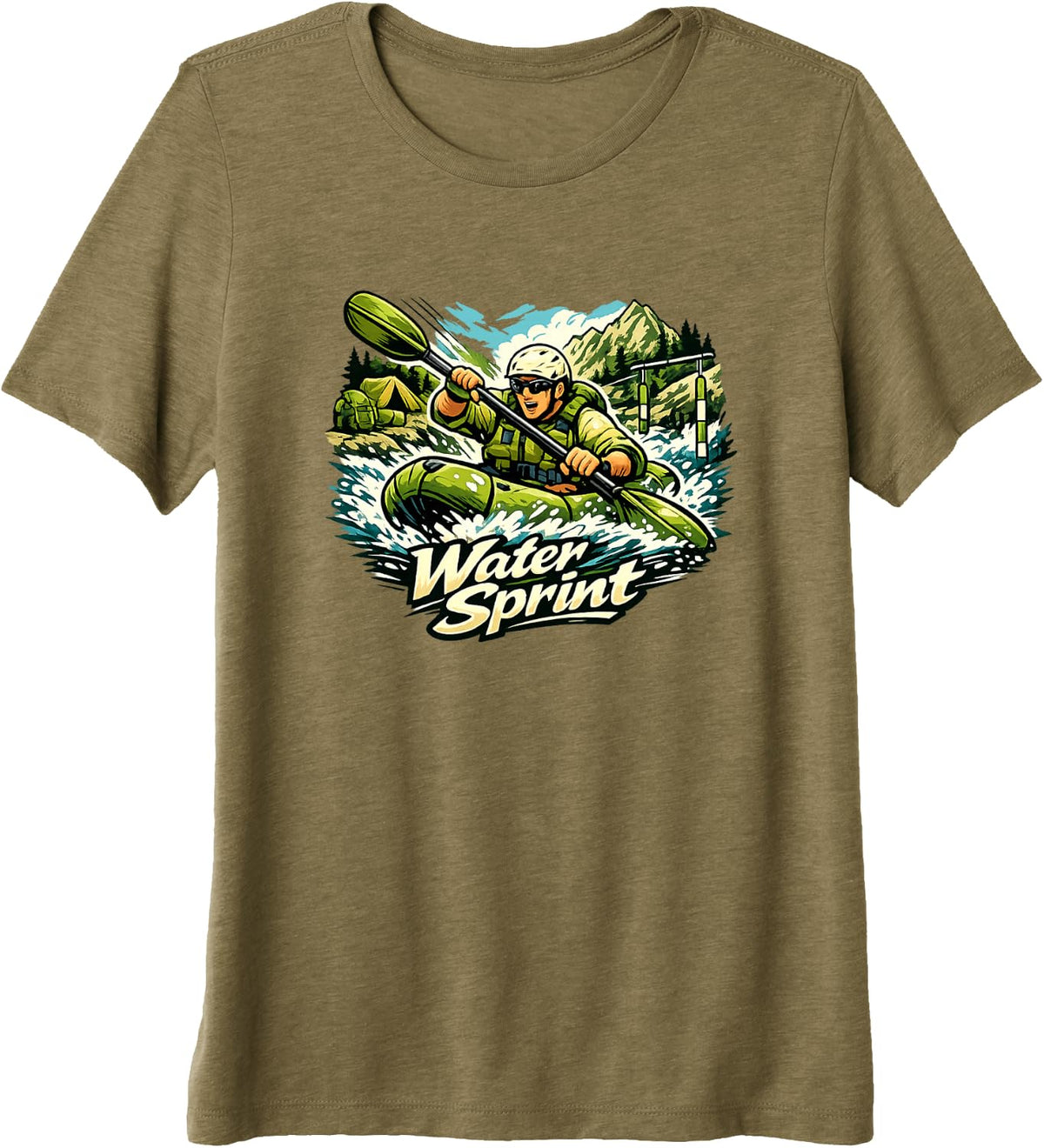 Water Sprint Packrafting Action Premium Tri-Blend T-Shirt - Olive Green