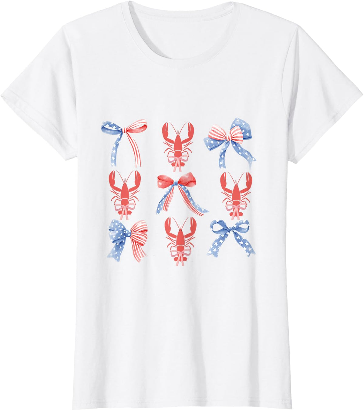 Pink Bows Cute Coquette Crawfish y2k Clean Girl Aesthetic T-Shirt - White