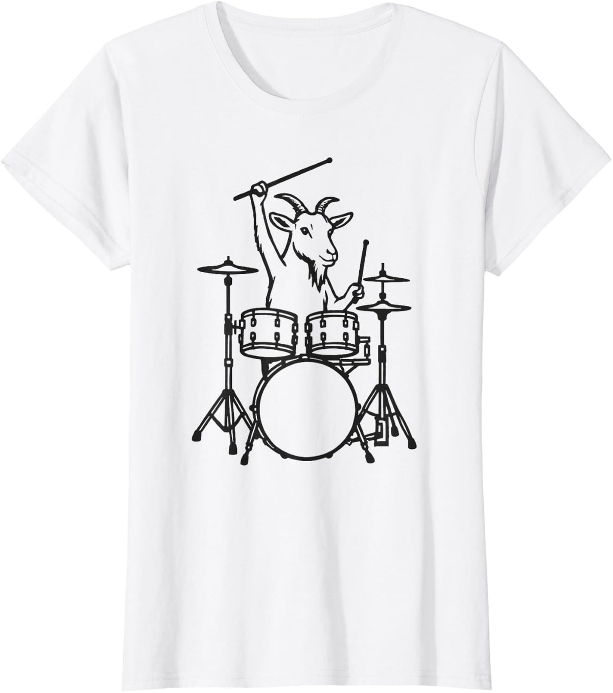 Funny Goat Drummer Drumming Drums Music Lover Boys Girls T-Shirt - White