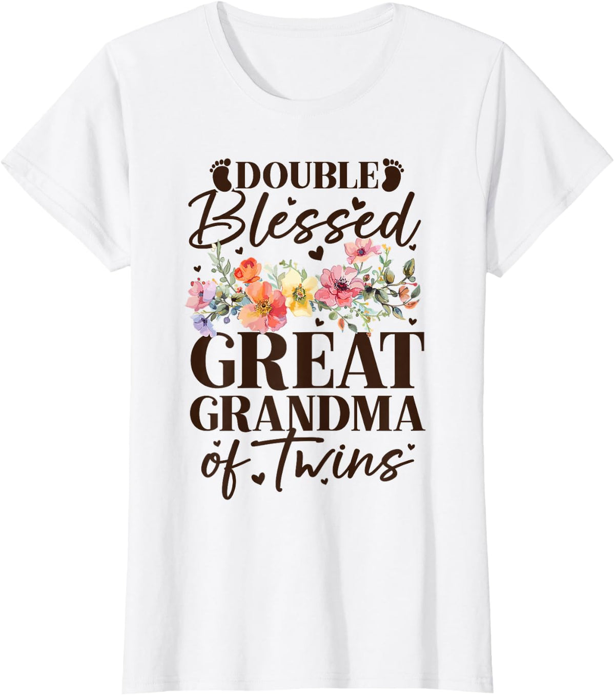 Double Blessed Great Grandma of Twins - Funny Twin T-Shirt - White