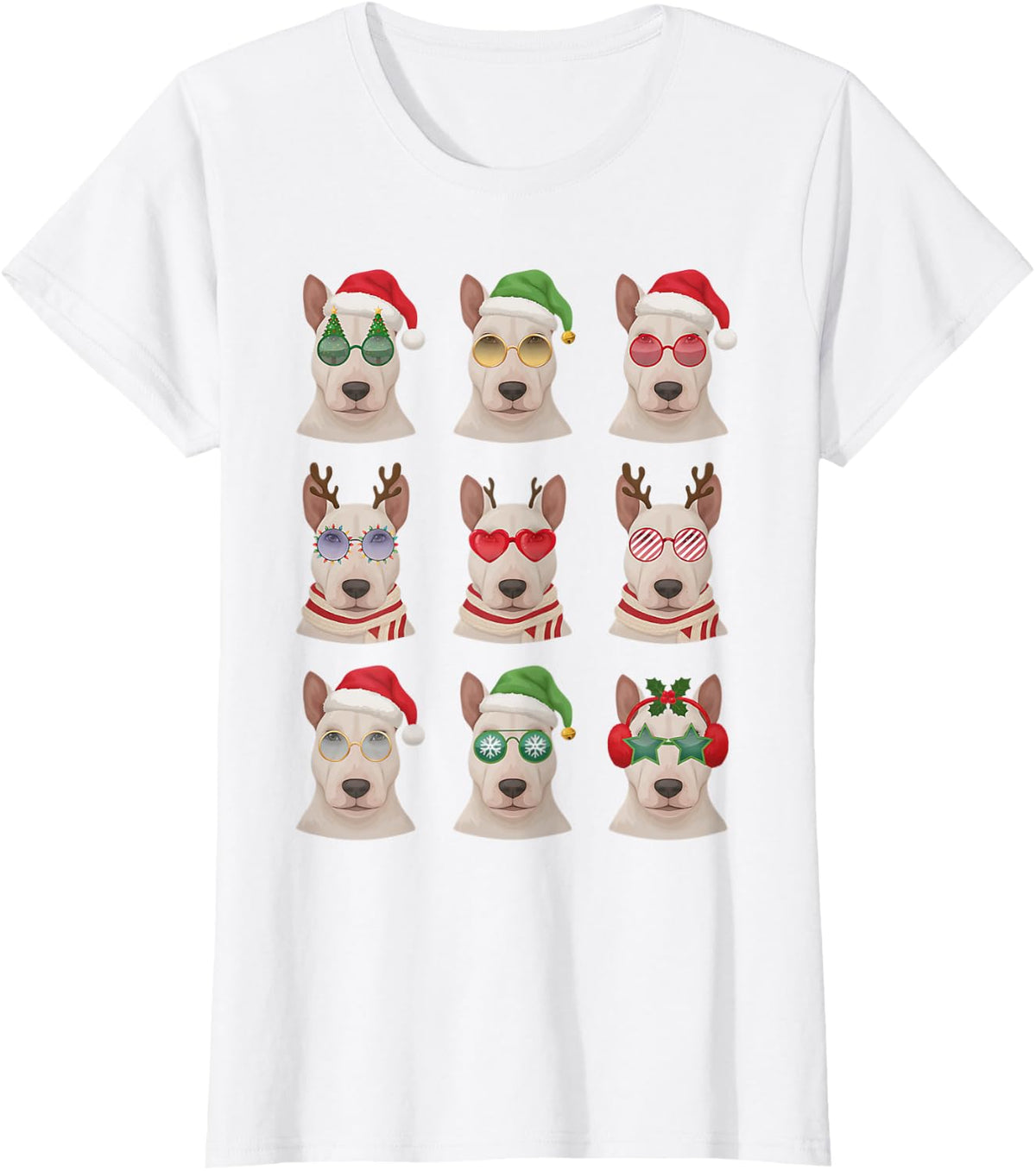 Bull Terrier Funny Christmas Pajama Cute Dog Owner T-Shirt - White