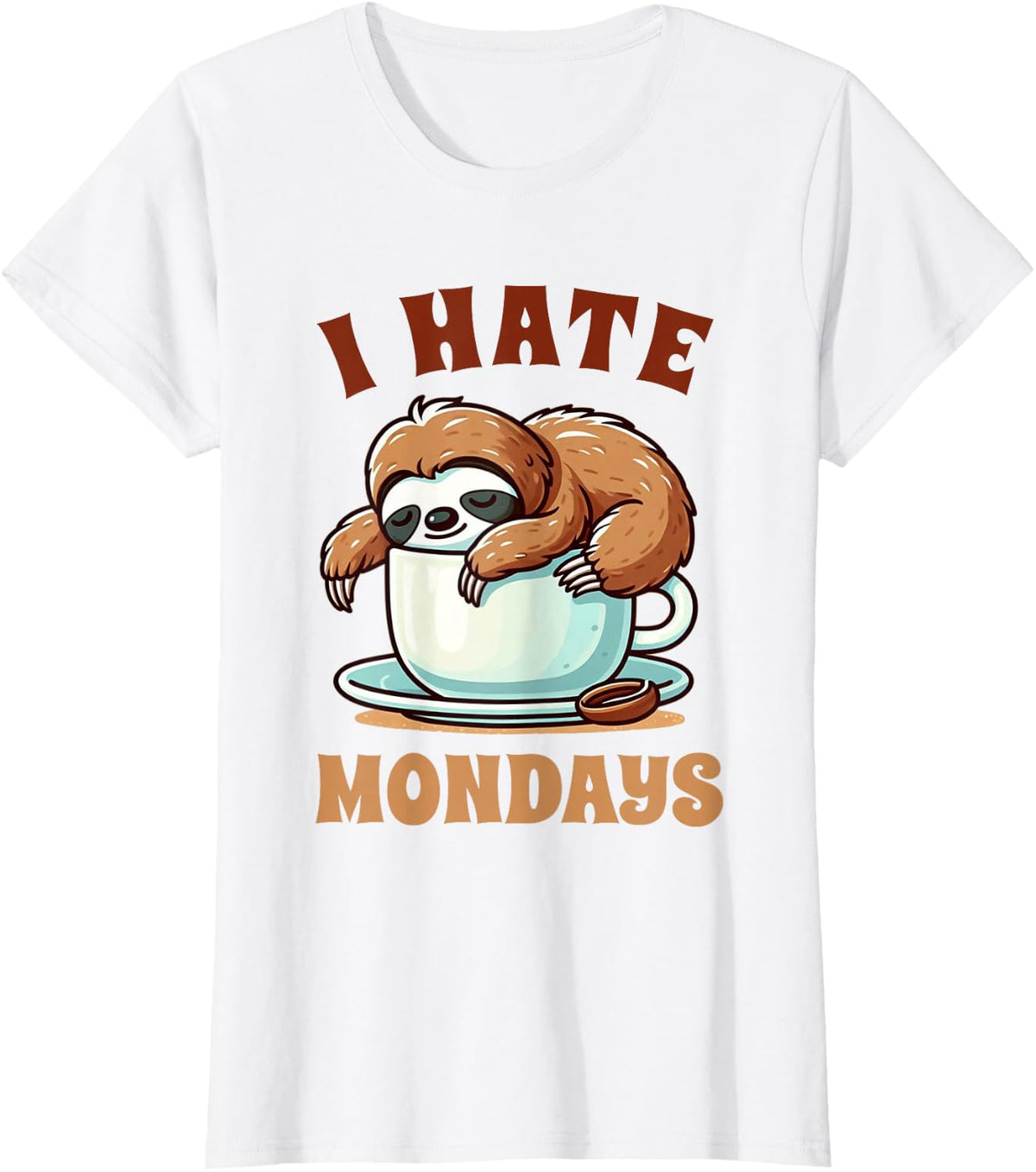 Funny Lazy Sloth I Hate Mondays Sloth Don’t Like Monday T-Shirt - White