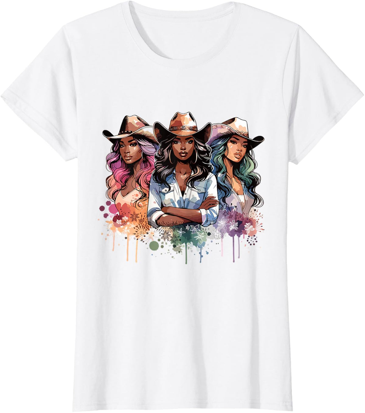 Melanin Black Cowgirls African American Country Western Girl T-Shirt - White