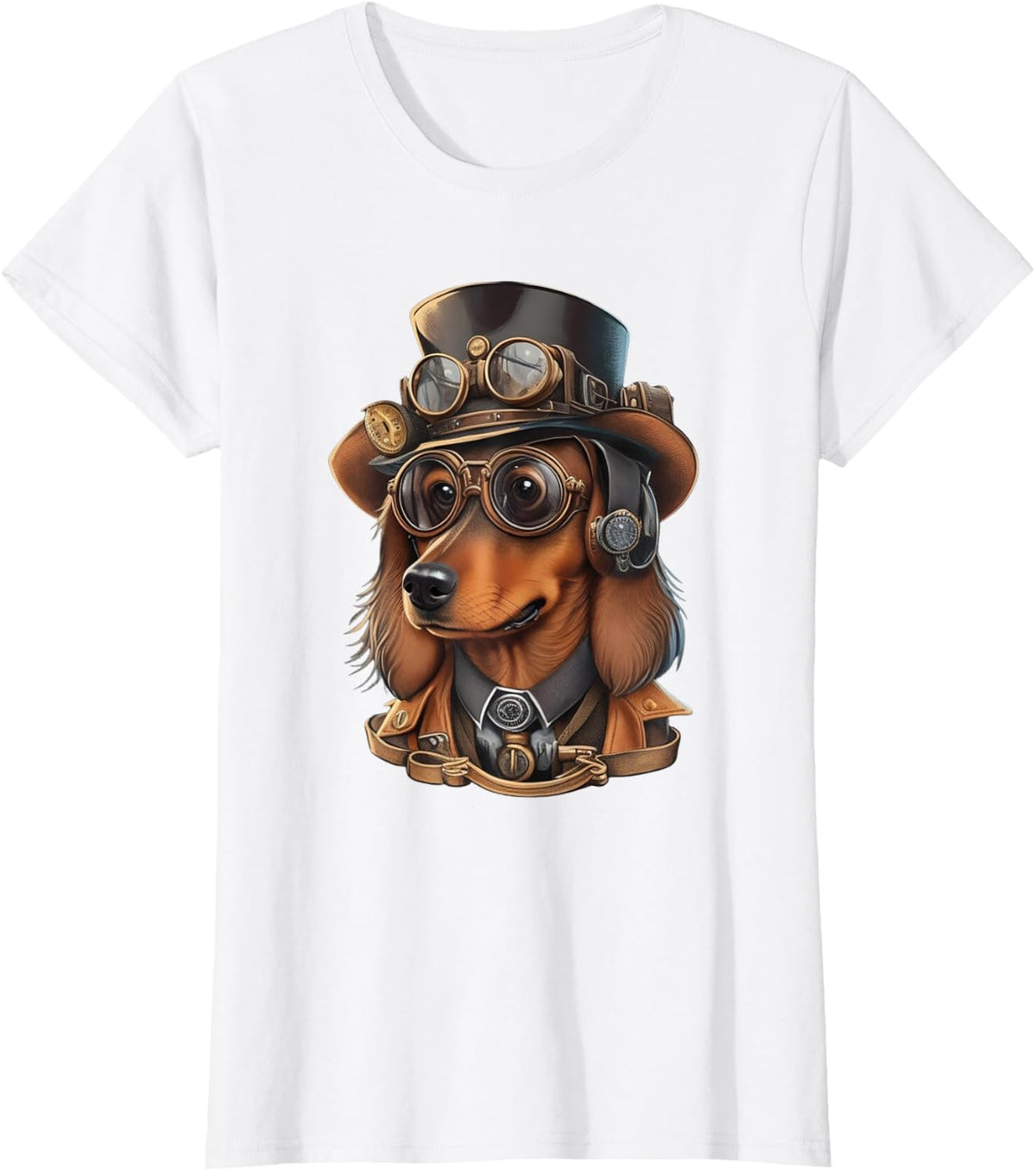 Dachshund Dog Steampunk Dachshund Lover Watches Goggles T-Shirt - White