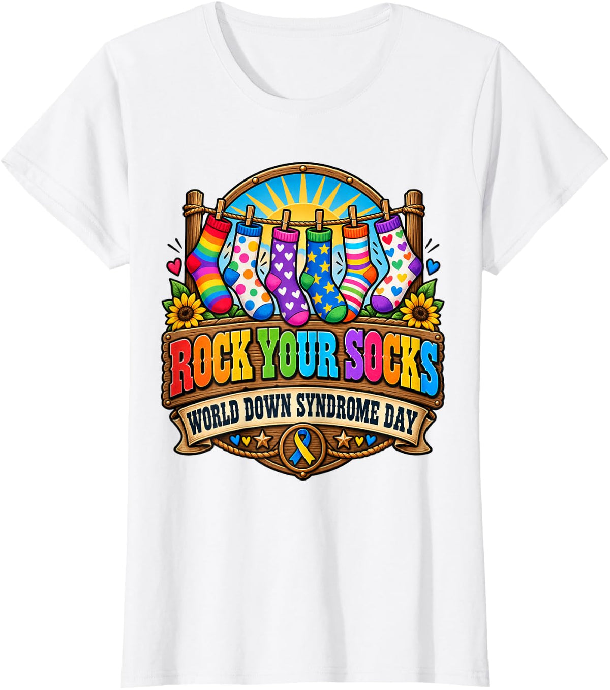 Rock Your Socks World Down Syndrome Day T-Shirt - White