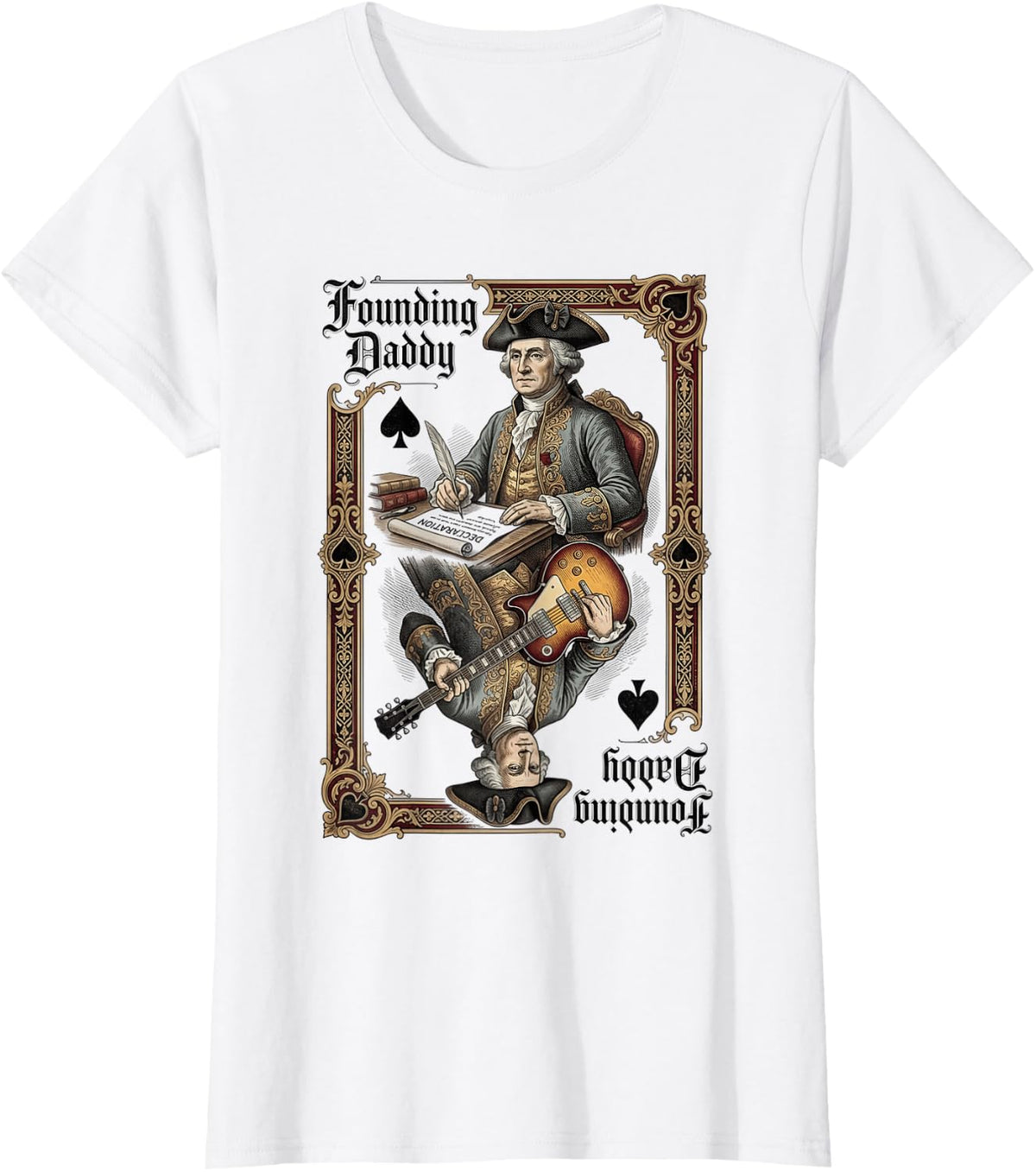 Founding Daddy George Washington Playing Card T-Shirt - White