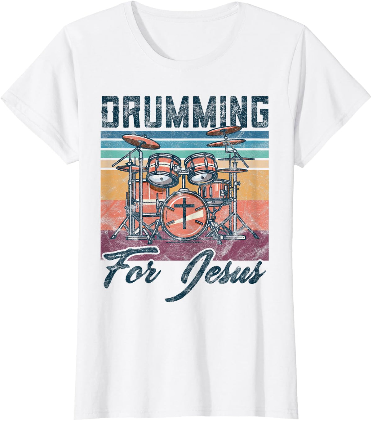 Drummer Drumming Drums Percussion I Drumming for jesus T-Shirt - White