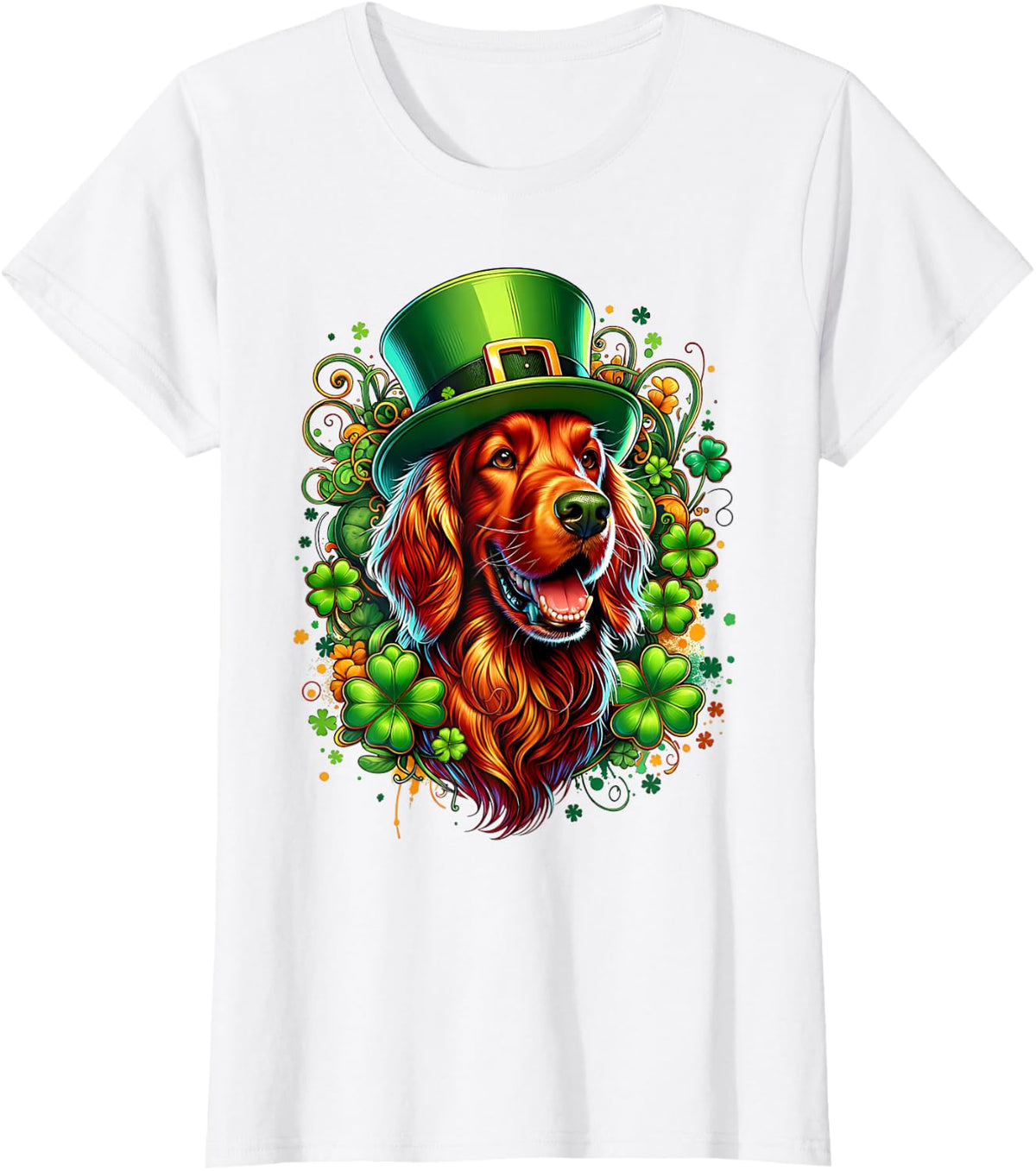 Irish Setter Dog St Patricks Day Artwork T-Shirt - White