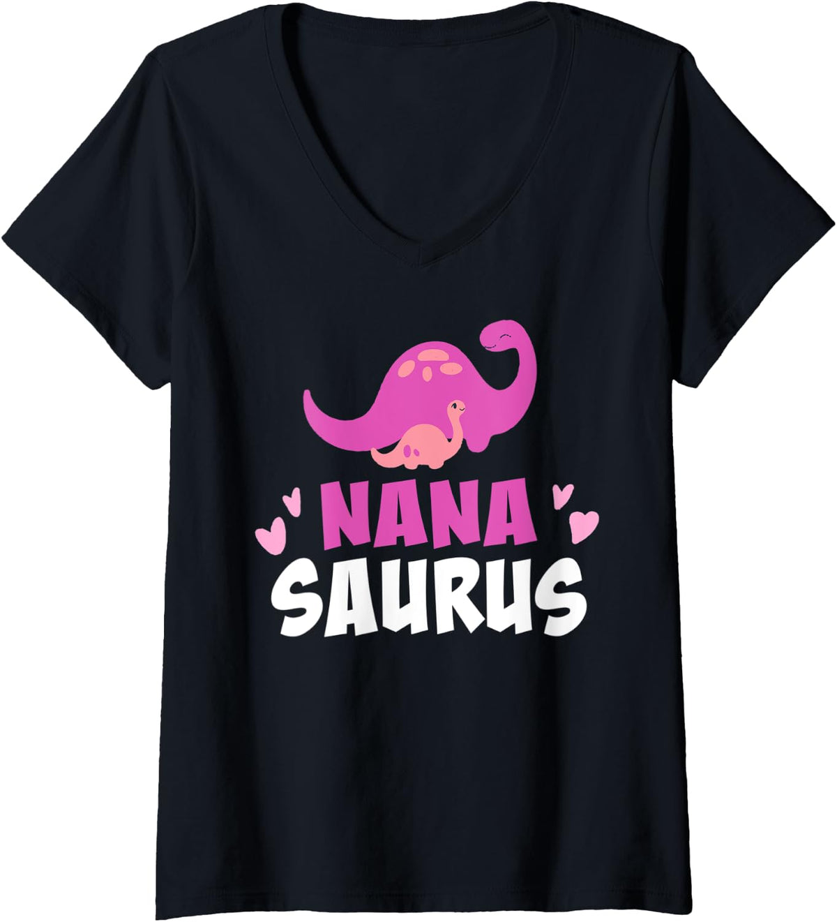 Womens Nanasaurus Rex Shirt Nanasaur Dinosaur Nana Grandma V-Neck T-Shirt - Black