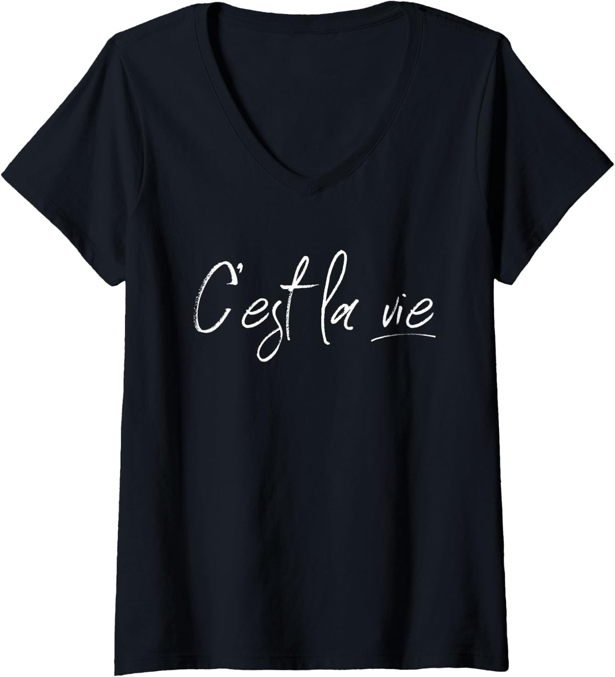 Women's C'est La Vie France French Lover V-Neck T-Shirt - Black
