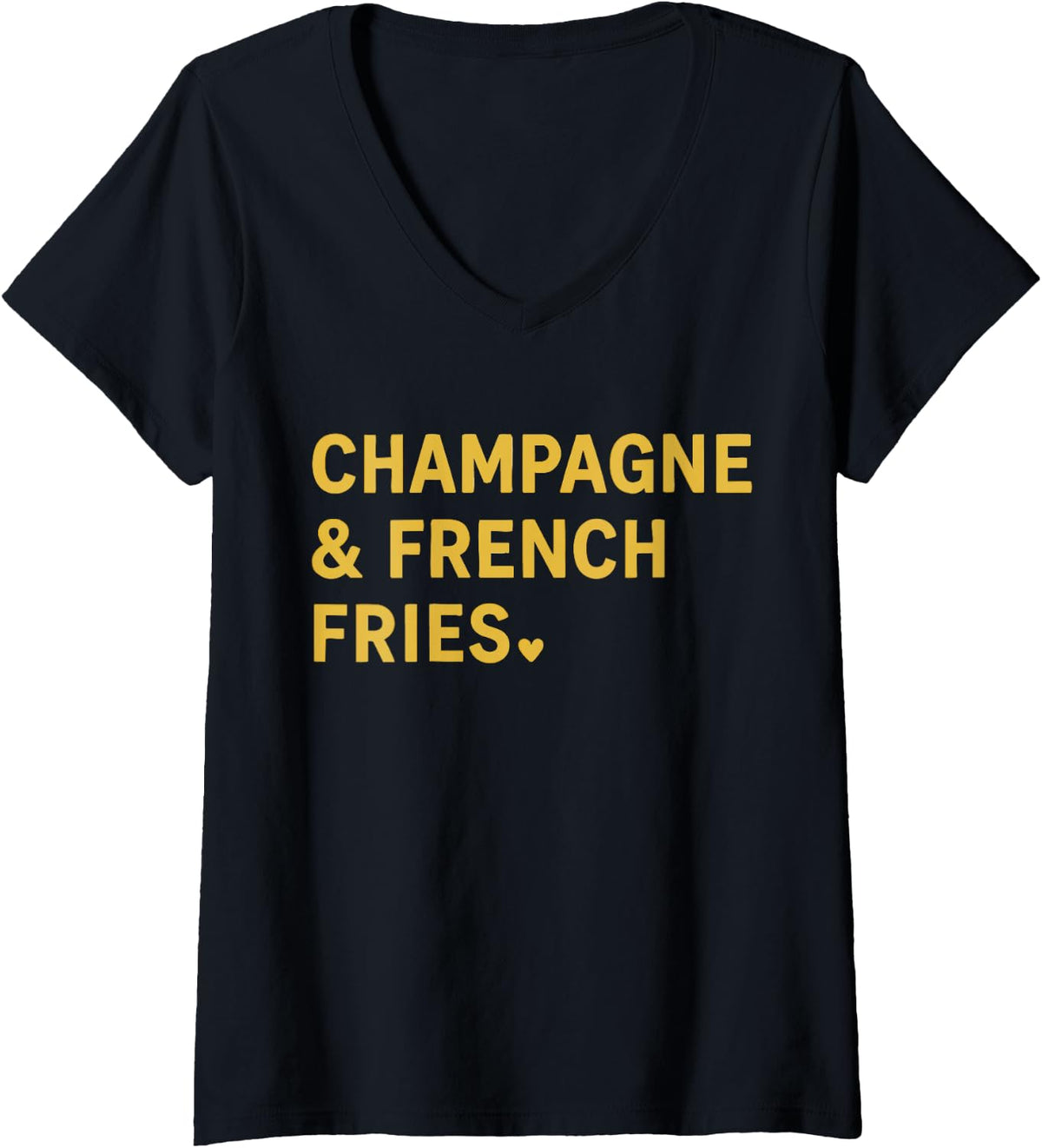 Women's Champagne And French Fries V-Neck T-Shirt - Black
