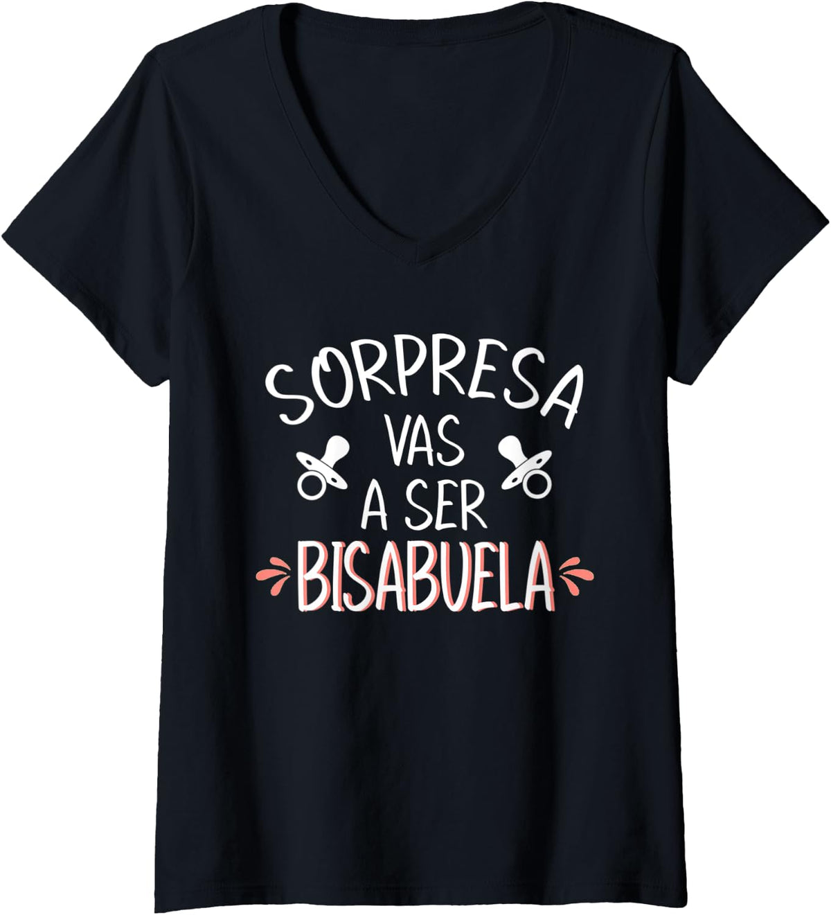 Womens Vas A Ser Bisabuela Sorpresa De Embarazo Bisabuela Spanish V-Neck T-Shirt - Black