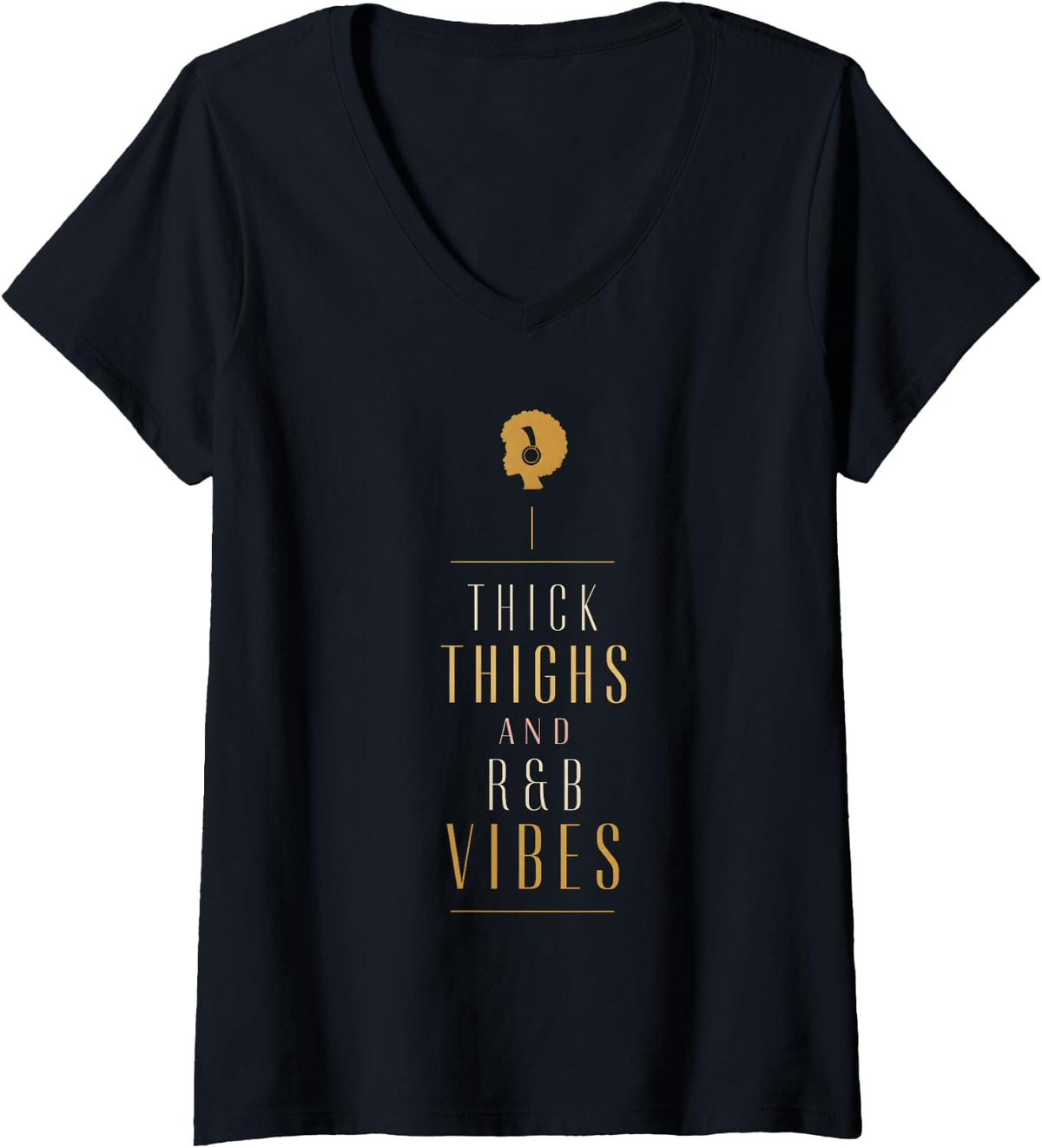 Women's 90s Outfits for Curvy Women Thick Thighs R&B Vibes Soul V-Neck T-Shirt - Black