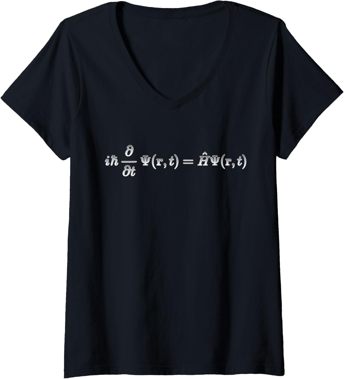 Women's Time Dependent Schrodinger Equation Quantum Physics V-Neck T-Shirt - Black