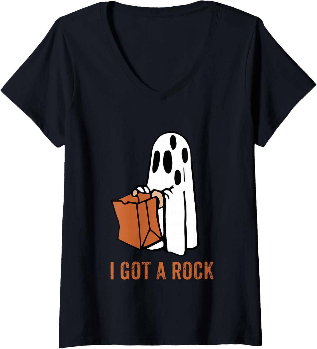 Womens I Got A Rock V-Neck T-Shirt - Black