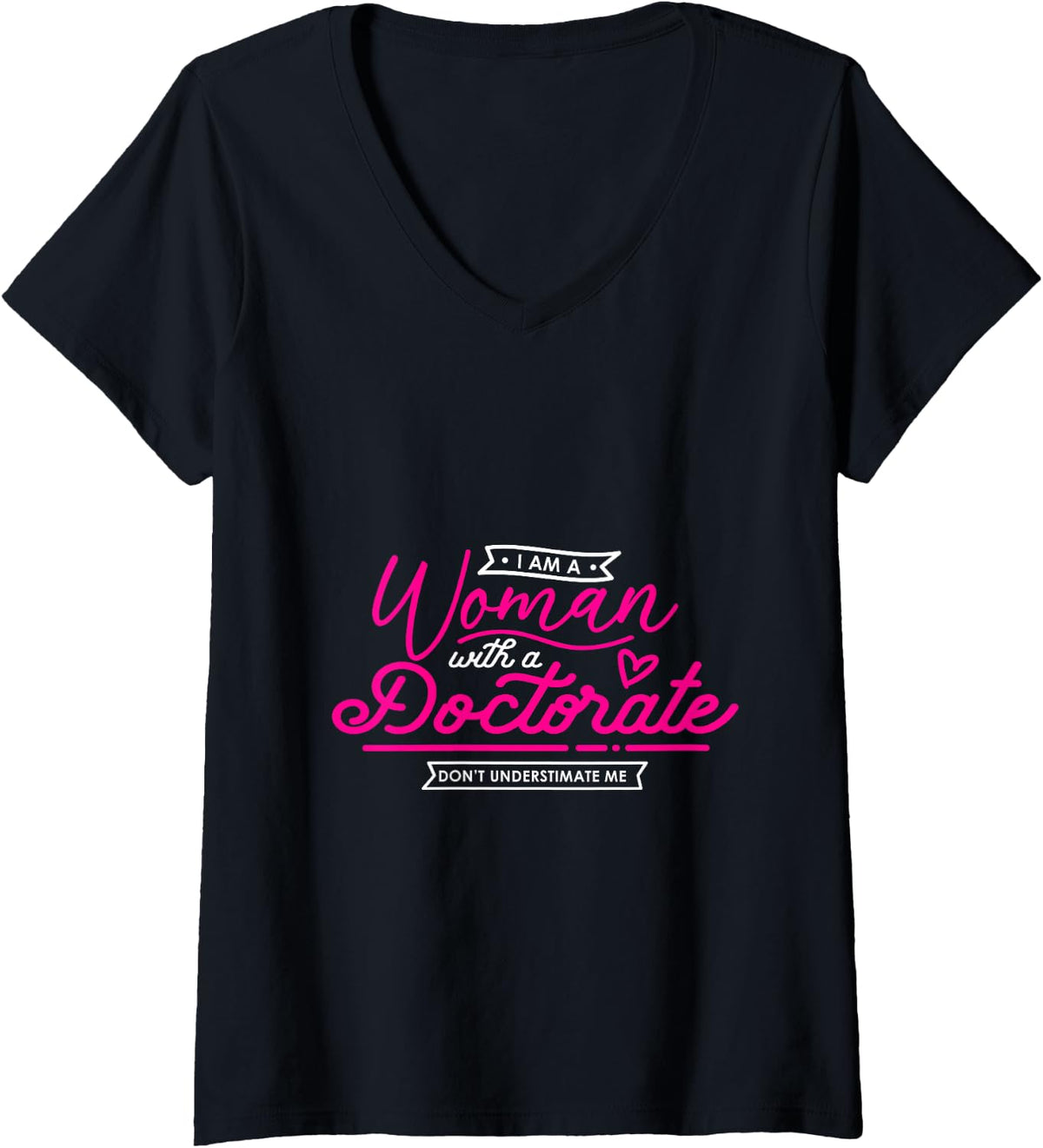 Women's Doctorate Gift for Her PhD Graduate V-Neck T-Shirt - Black