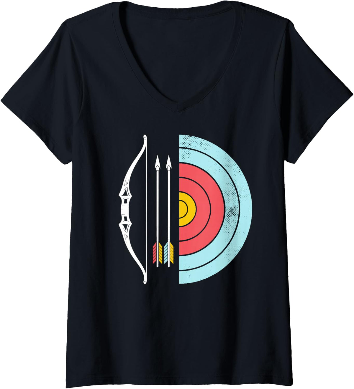 Women's Archery Target Arrow Bow Hunter Archer V-Neck T-Shirt - Black