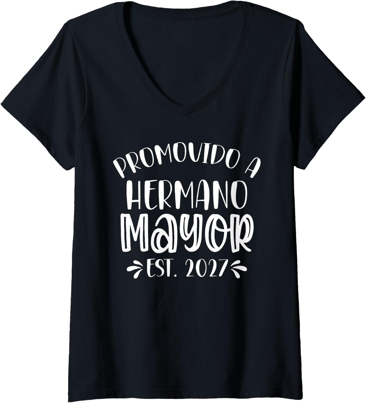 Women's Promovido A Hermano Mayor 2027 Spanish Cousin Announcement V-Neck T-Shirt - Black