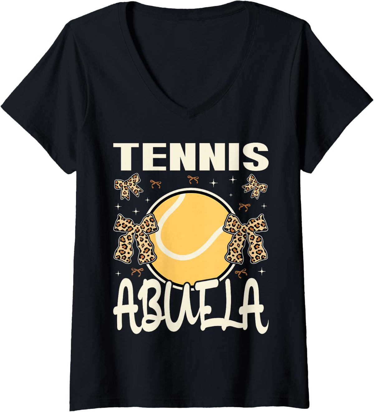 Women's Tennis Lover Player Cute Grandma Grandmother Women Abuela V-Neck T-Shirt - Black