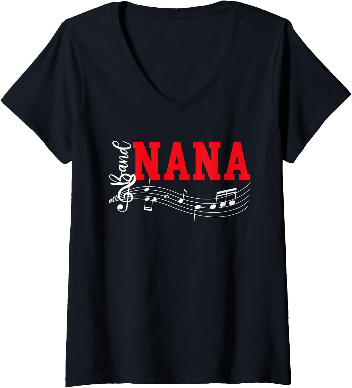 Womens Marching Band Nana Proud Marching Band Nana Grandma V-Neck T-Shirt - Black