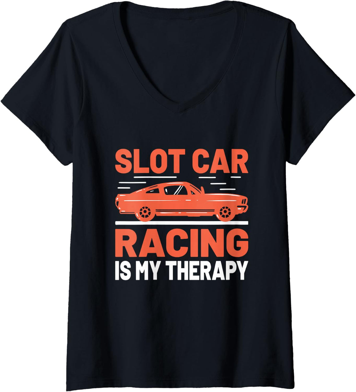 Women's Slot Car Racing Nostalgic Muscle Car Project Car Car Guy V-Neck T-Shirt - Black