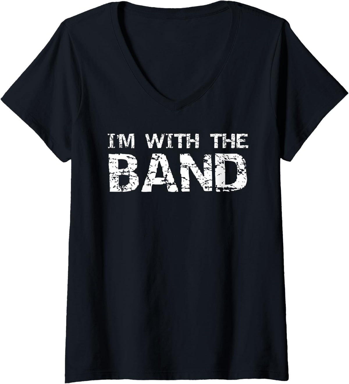 Womens Funny Marching Band Quote Gift for Parents I'm with The Band V-Neck T-Shirt - Black
